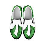 Green Shamrock Tartan Print Black Slip On Shoes
