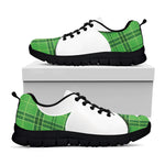 Green Shamrock Tartan Print Black Sneakers