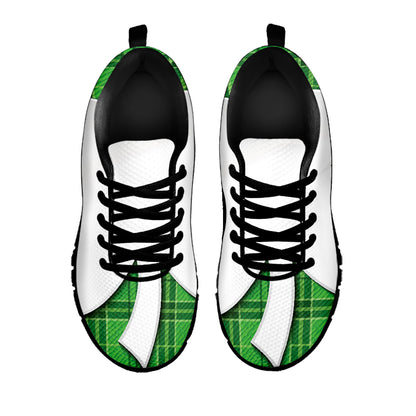 Green Shamrock Tartan Print Black Sneakers