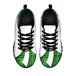Green Shamrock Tartan Print Black Sneakers