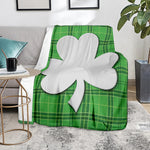 Green Shamrock Tartan Print Blanket