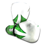 Green Shamrock Tartan Print Boxing Gloves