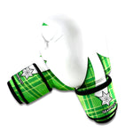 Green Shamrock Tartan Print Boxing Gloves