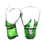 Green Shamrock Tartan Print Boxing Gloves