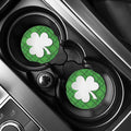 Green Shamrock Tartan Print Car Coasters