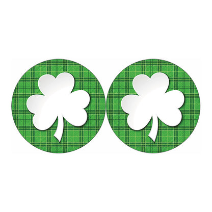 Green Shamrock Tartan Print Car Coasters