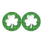 Green Shamrock Tartan Print Car Coasters