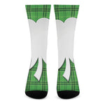 Green Shamrock Tartan Print Crew Socks