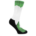 Green Shamrock Tartan Print Crew Socks