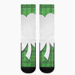 Green Shamrock Tartan Print Crew Socks