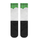 Green Shamrock Tartan Print Crew Socks