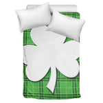 Green Shamrock Tartan Print Duvet Cover Bedding Set