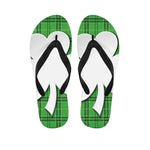 Green Shamrock Tartan Print Flip Flops