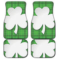 Green Shamrock Tartan Print Front and Back Car Floor Mats