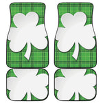 Green Shamrock Tartan Print Front and Back Car Floor Mats