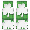 Green Shamrock Tartan Print Front and Back Car Floor Mats