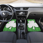Green Shamrock Tartan Print Front and Back Car Floor Mats