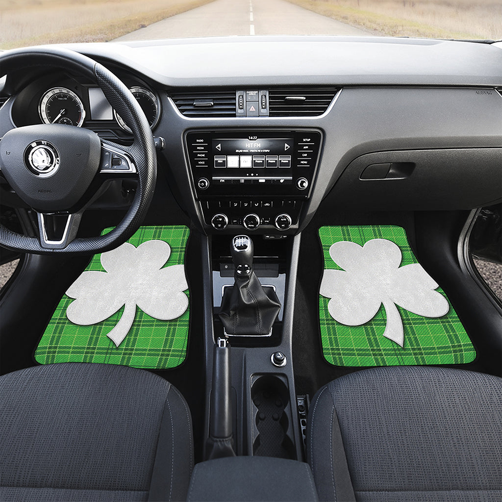 Green Shamrock Tartan Print Front Car Floor Mats