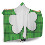 Green Shamrock Tartan Print Hooded Blanket