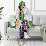 Green Shamrock Tartan Print Hooded Blanket
