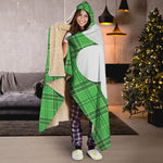 Green Shamrock Tartan Print Hooded Blanket