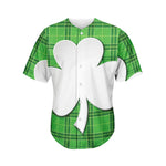 Green Shamrock Tartan Print Men's Baseball Jersey
