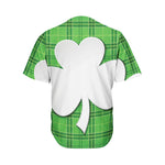 Green Shamrock Tartan Print Men's Baseball Jersey