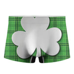 Green Shamrock Tartan Print Men's Boxer Briefs