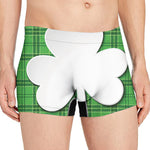 Green Shamrock Tartan Print Men's Boxer Briefs
