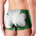 Green Shamrock Tartan Print Men's Boxer Briefs