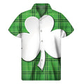 Green Shamrock Tartan Print Men's Short Sleeve Shirt