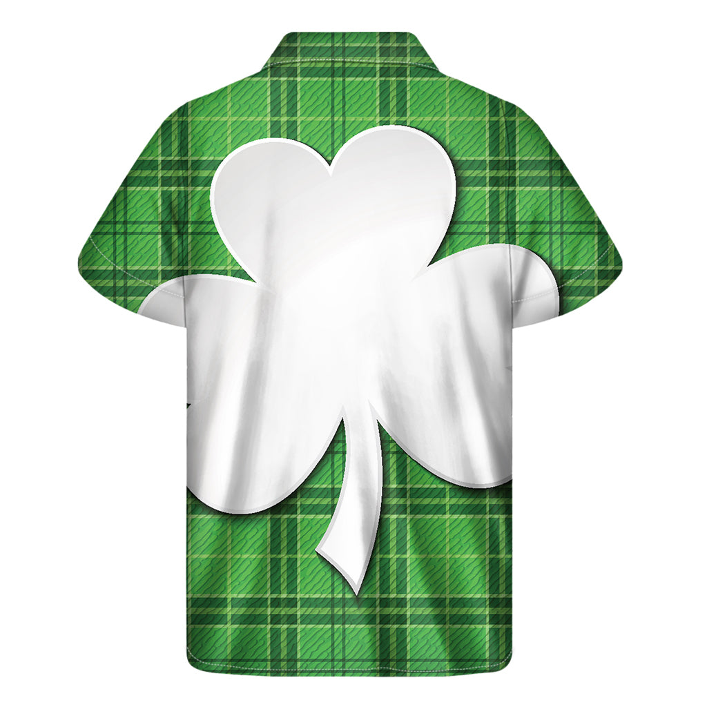 Green Shamrock Tartan Print Men's Short Sleeve Shirt