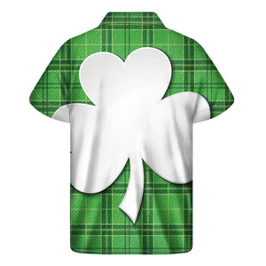 Green Shamrock Tartan Print Men's Short Sleeve Shirt