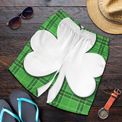 Green Shamrock Tartan Print Men's Shorts