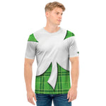 Green Shamrock Tartan Print Men's T-Shirt