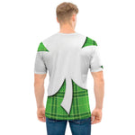 Green Shamrock Tartan Print Men's T-Shirt