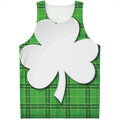 Green Shamrock Tartan Print Men's Tank Top