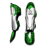 Green Shamrock Tartan Print Muay Thai Shin Guard