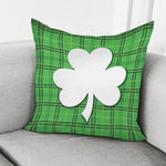 Green Shamrock Tartan Print Pillow Cover