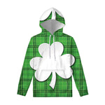 Green Shamrock Tartan Print Pullover Hoodie