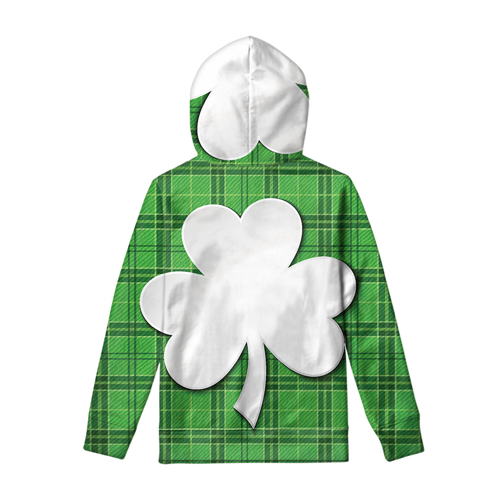 Green Shamrock Tartan Print Pullover Hoodie