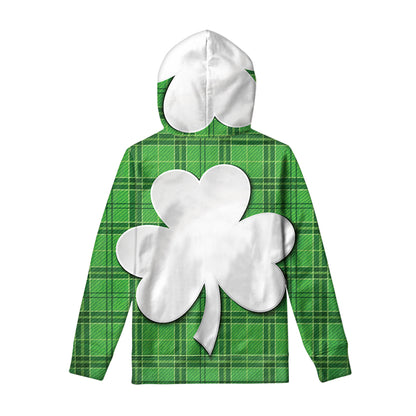 Green Shamrock Tartan Print Pullover Hoodie