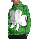 Green Shamrock Tartan Print Pullover Hoodie