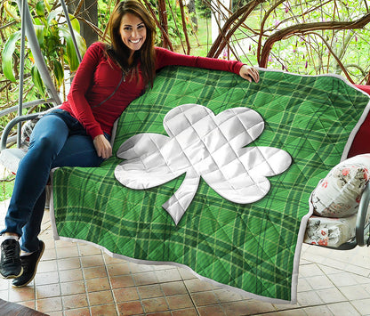 Green Shamrock Tartan Print Quilt
