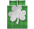 Green Shamrock Tartan Print Quilt Bed Set