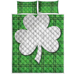 Green Shamrock Tartan Print Quilt Bed Set