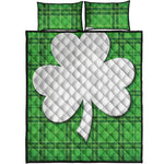 Green Shamrock Tartan Print Quilt Bed Set
