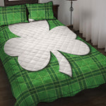 Green Shamrock Tartan Print Quilt Bed Set