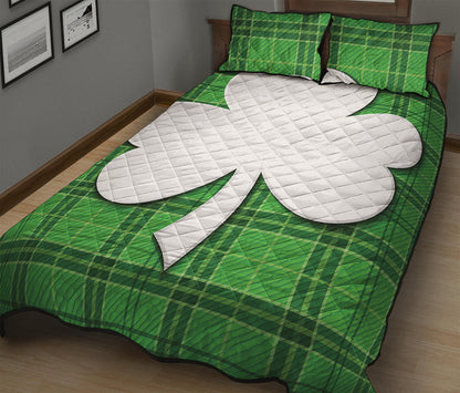 Green Shamrock Tartan Print Quilt Bed Set