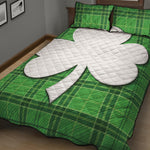 Green Shamrock Tartan Print Quilt Bed Set